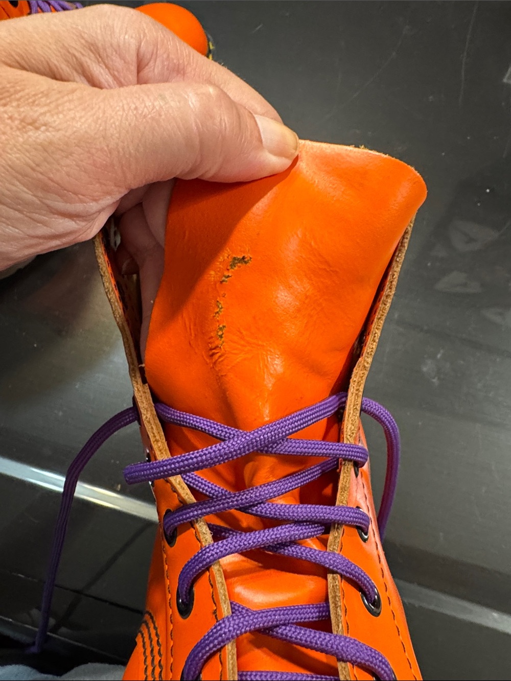 Dr. Martens Made in England Vintage Orange Leather Combat Boots Y2K rare 7.5UK - Picture 17 of 17